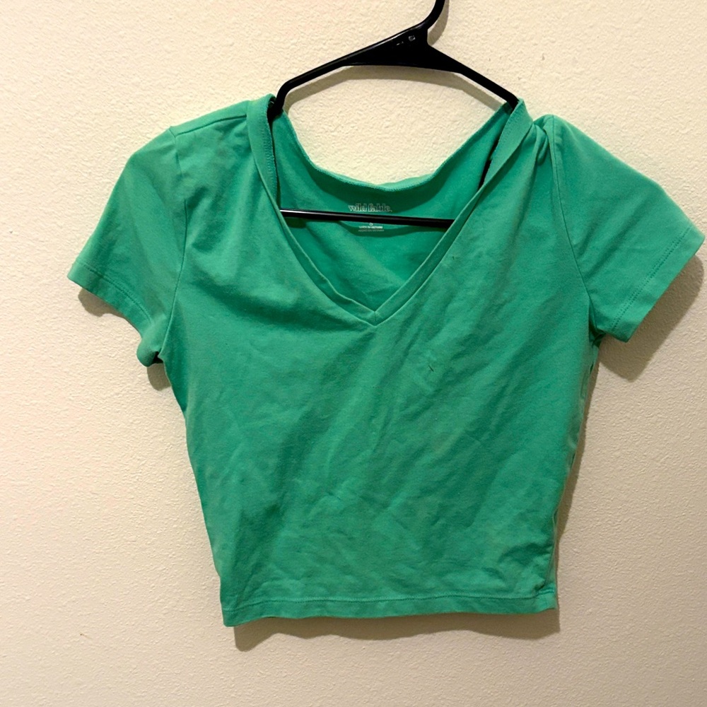 Wild Fable Teal V-Neck Short Sleeve Top
